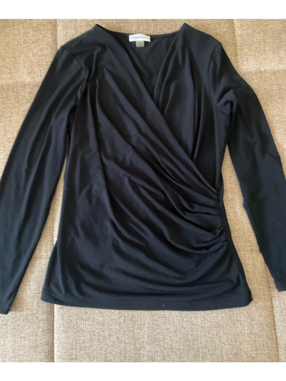 Calvin Klein Black Long-Sleeve Draped blouse